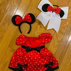 Adorable Polka Dot Mouse Outfit for 18” dolls & Matching Bow for Doll’s Mom